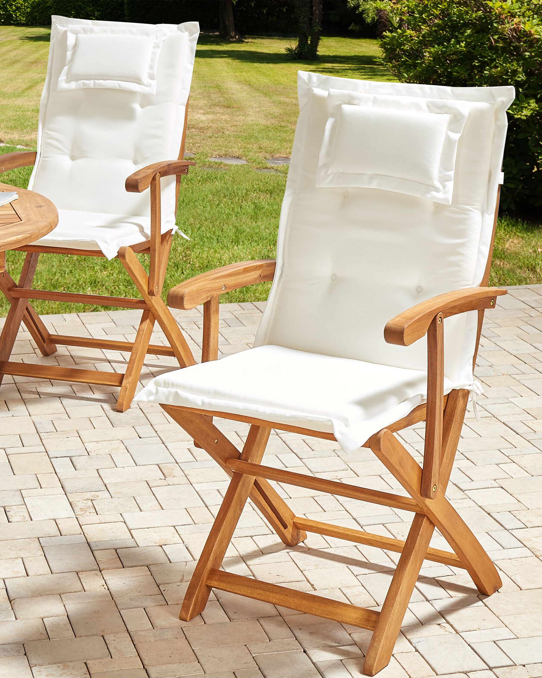 Set of 2 Garden Dining Chairs with Off-White Cushions MAUI II_926470