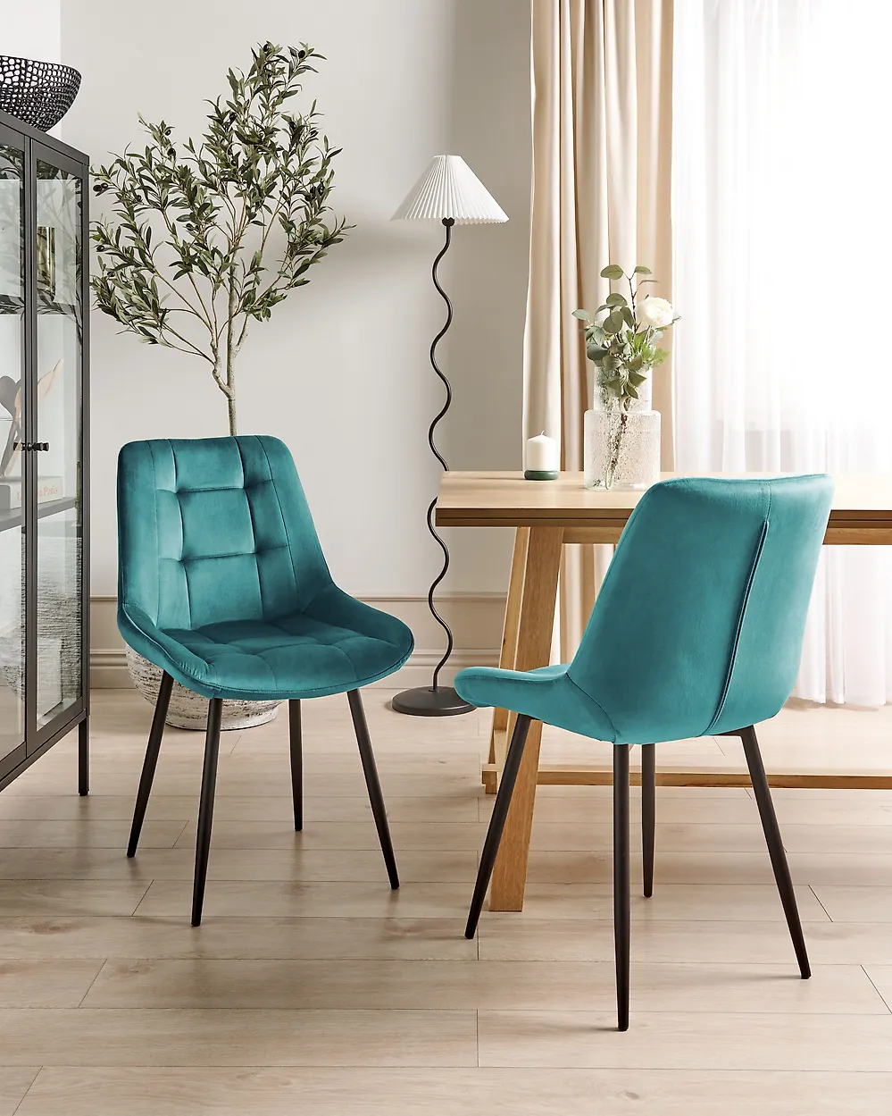 Lot de 2 chaises de salle à manger MELROSE Velours Turquoise_1177407