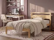 Bed Pine Wood MERCURER 90 x 200 cm (EU Single) Light Brown_1109761