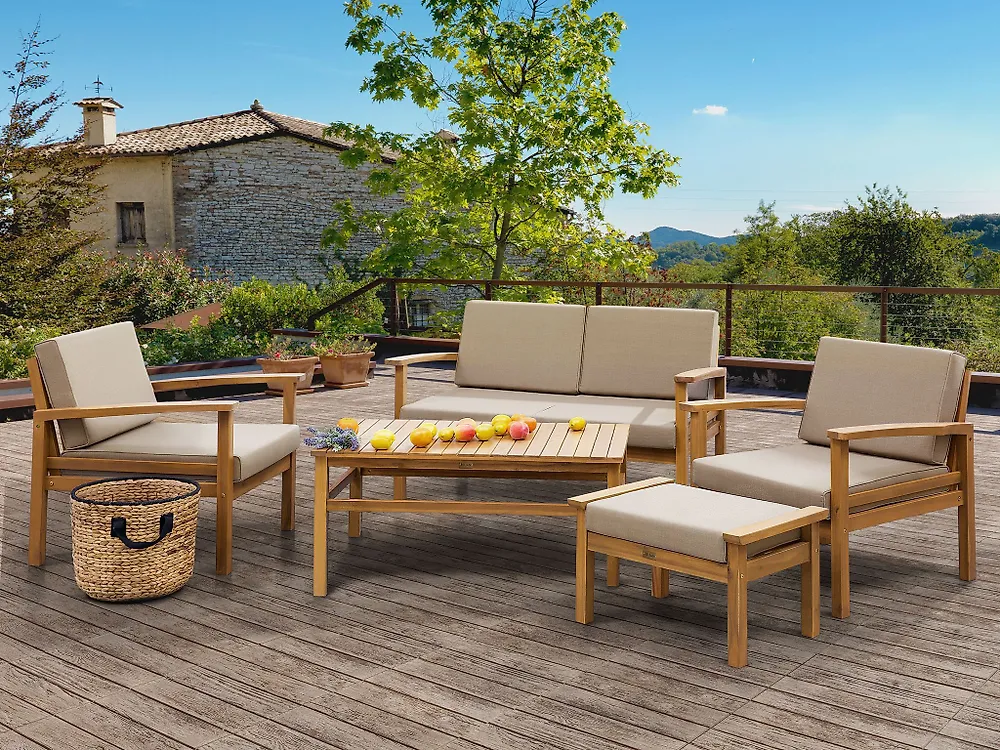 Set da giardino con tavolo 4 posti MANILA Legno di acacia certificato Marrone chiaro_1179371