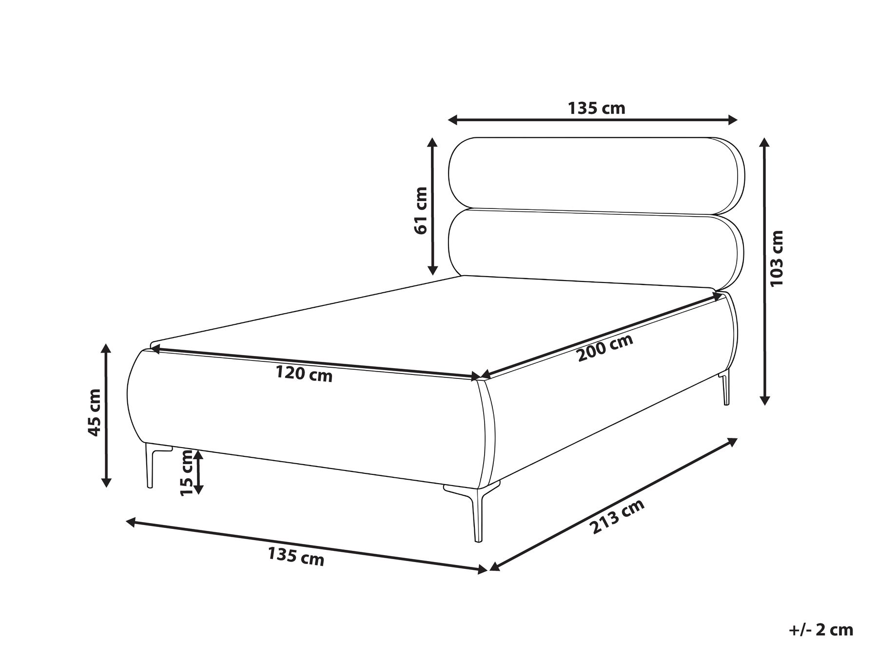 Letto Velluto LESSAY 120 x 200 cm Tortora_1124950