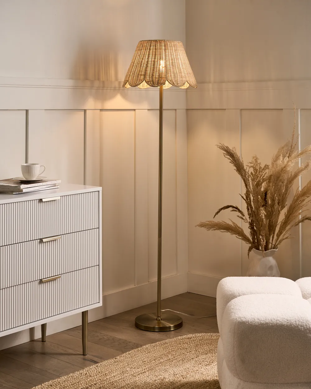 Lampa podłogowa SALM Rattan Naturalny