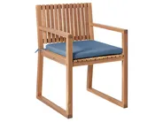 Set of 2 Garden Chairs with Cushions SASSARI PREMIUM Certified Acacia Wood Blue_1070921