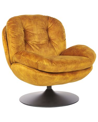 Fotel obrotowy welurowy żółty NOLVIK