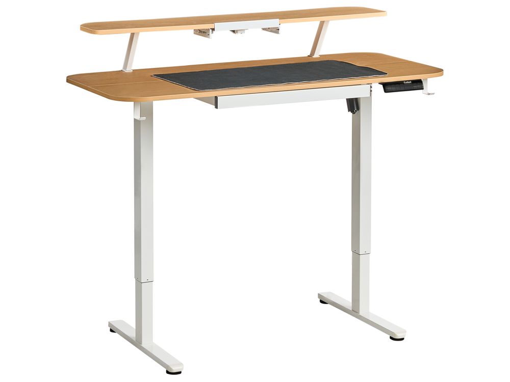 Elektricky nastaviteľný pracovný stôl WILBANKS 120 cm 60 cm s USB portom svetlohnedá/biela