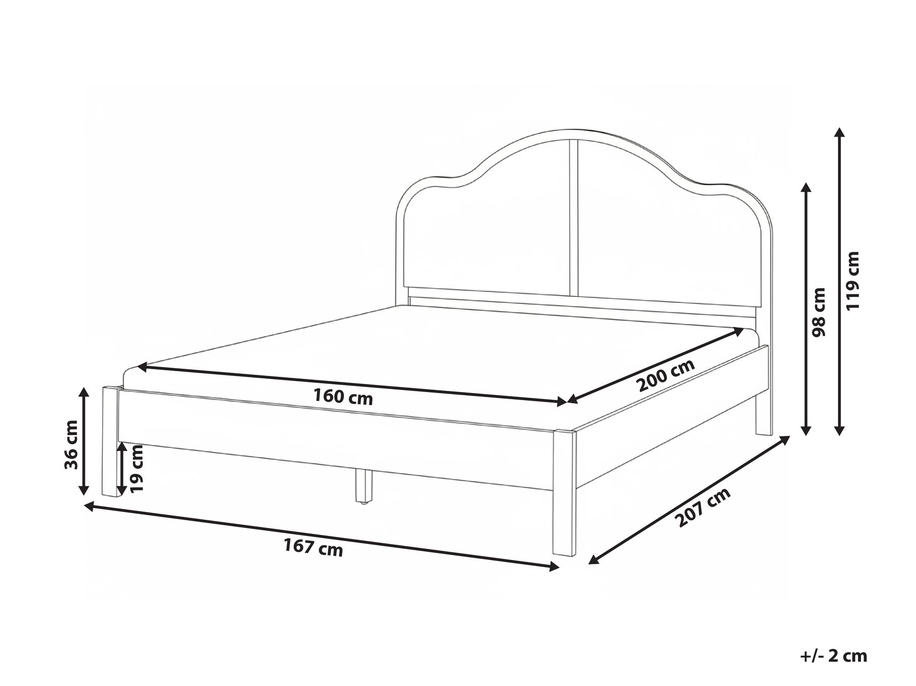 Bed HOUNOUX 160 x 200 cm (EU King Size) Light Brown_1047749