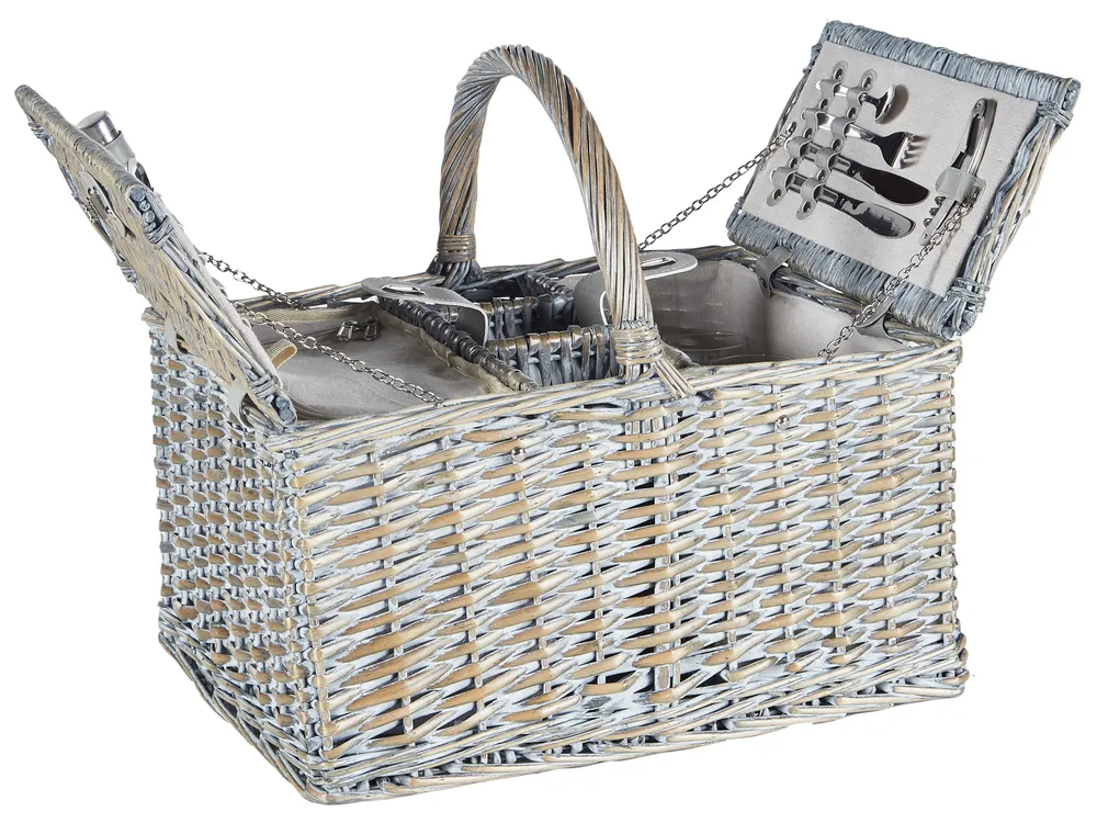 Picnic Basket GROSEILLE Wicker Grey