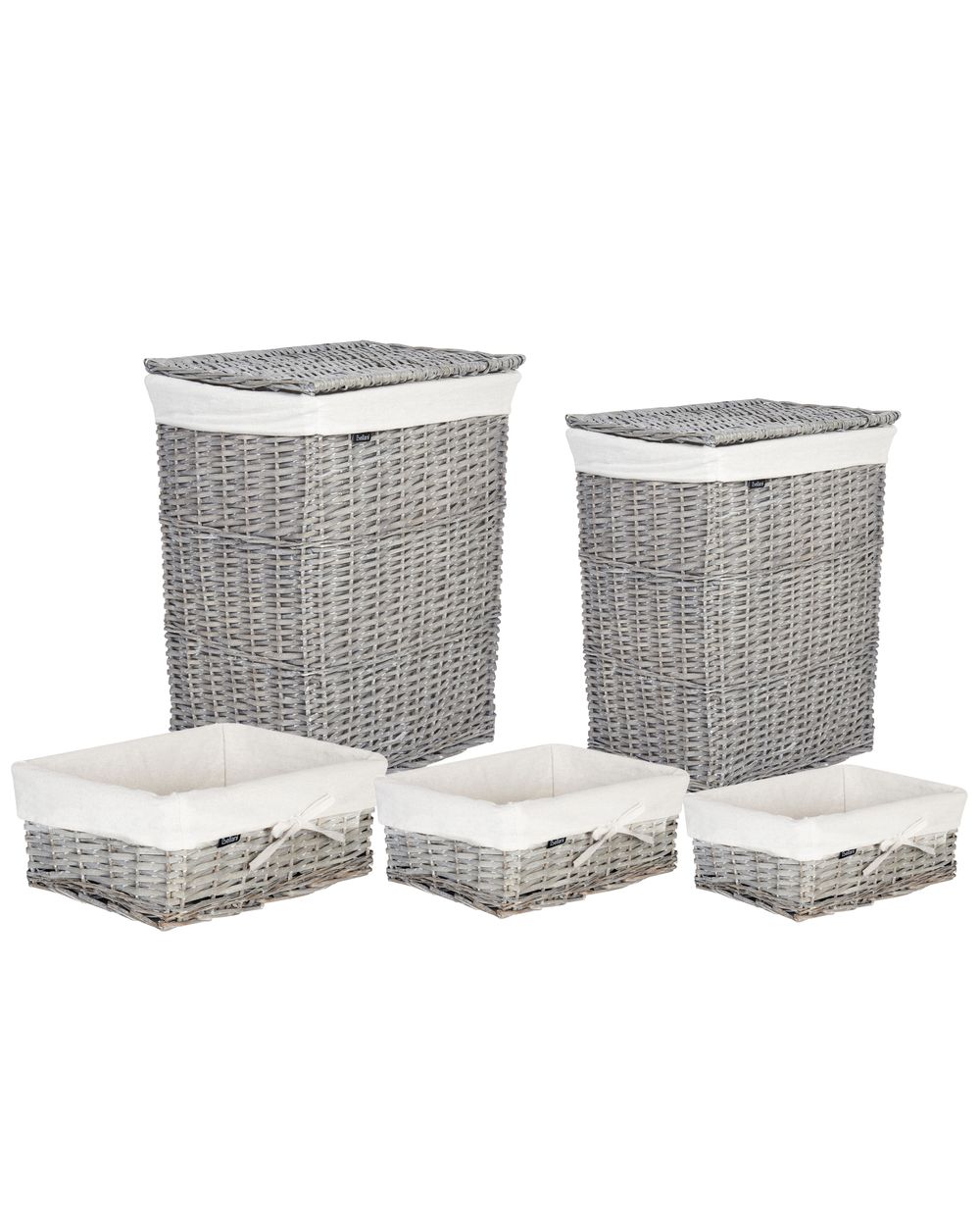 Set di 5 cestini ELLA Legno di salice Grigio 50/86 L
