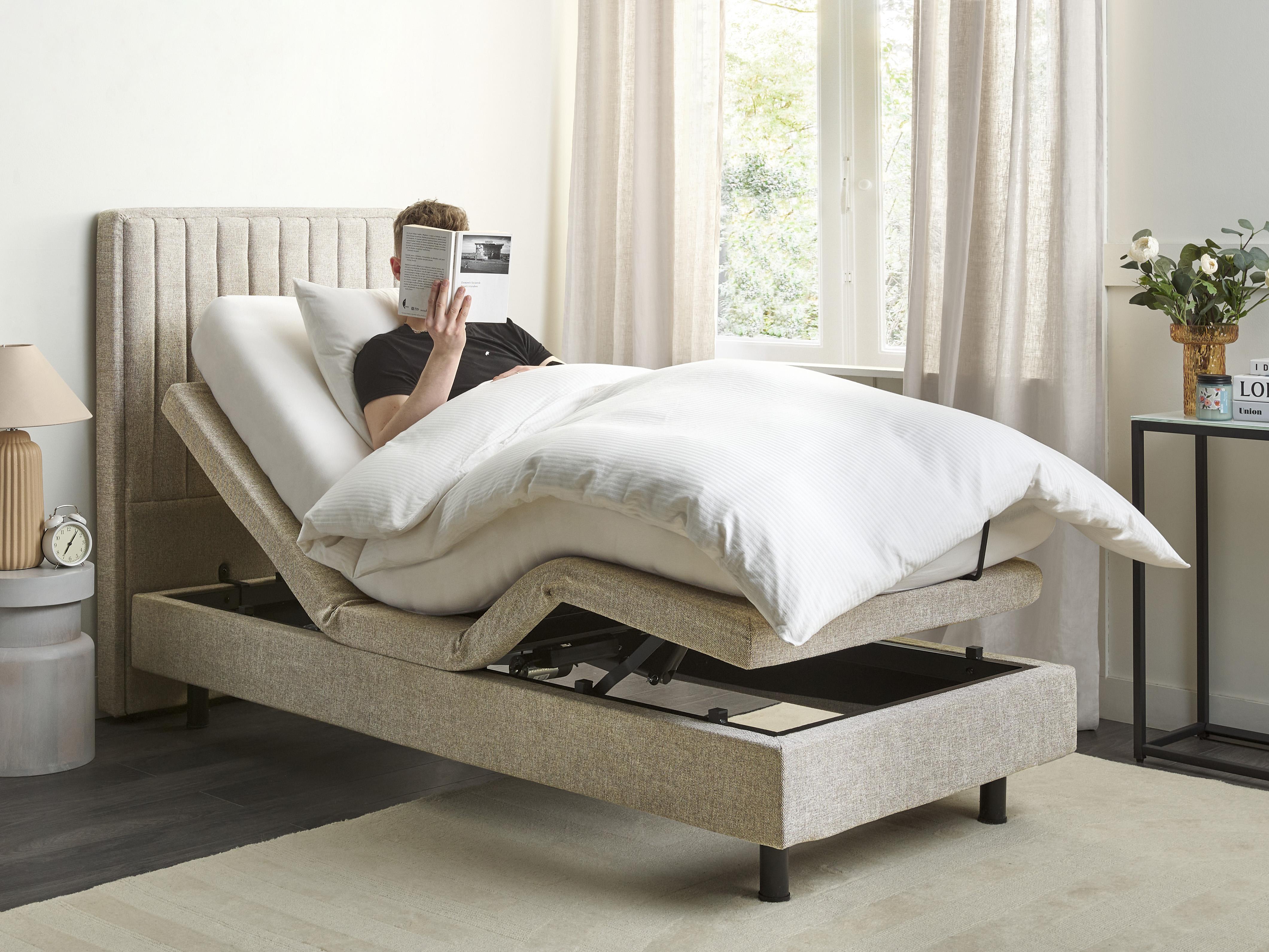 Bett verstellbar Stoff DUKE II 80 x 200 cm Beige_988328