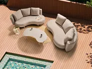 Garden Lounge Set with Table 6 Seater PARORI Beige_1015624