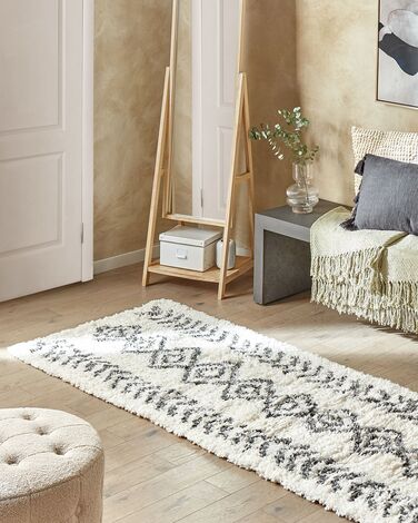 Shaggy Runner Rug 80 x 300 cm White and Grey AYRUM