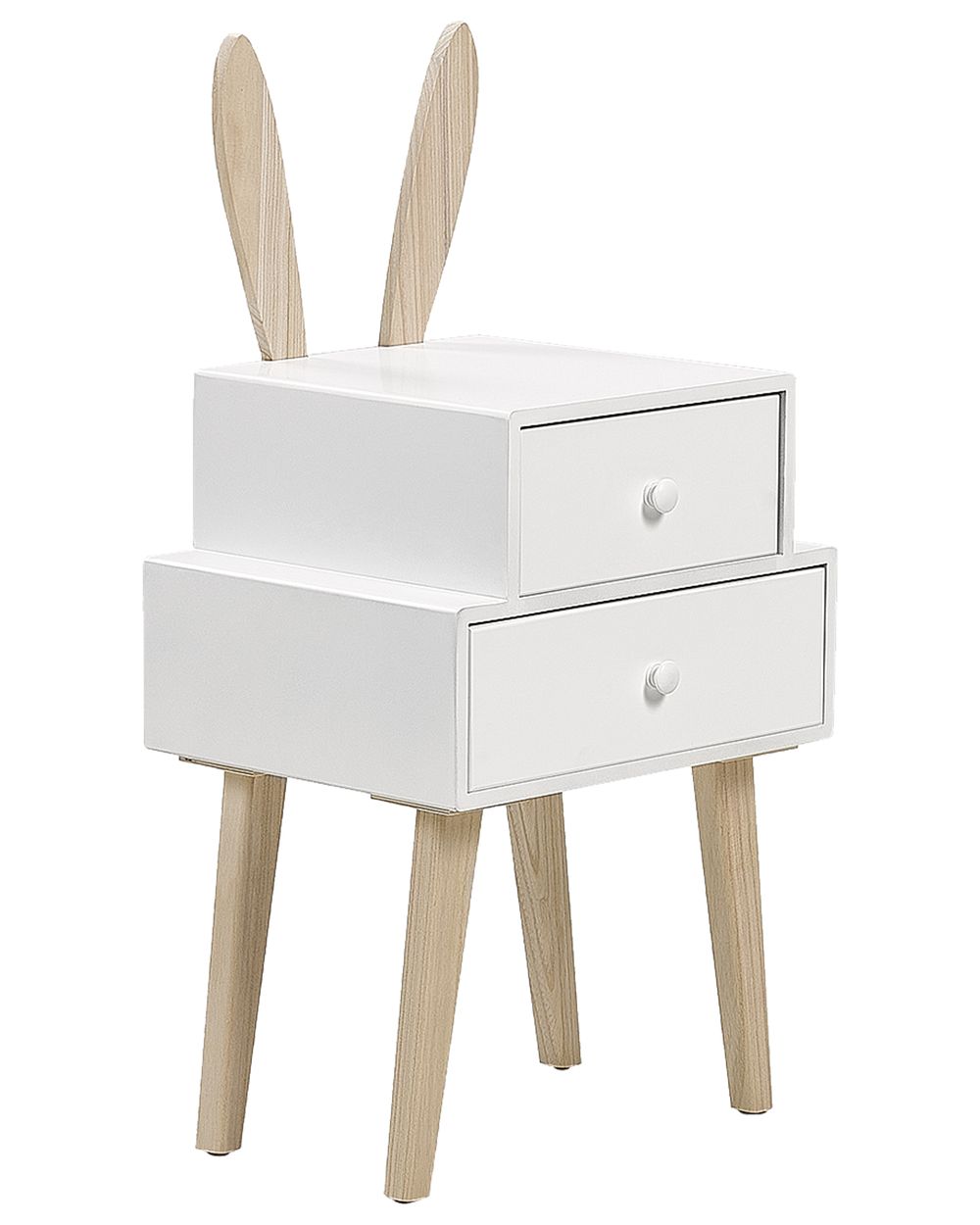 Mesa de cabeceira com 2 gavetas BANKS Branco