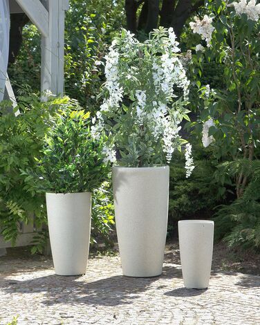 Plant Pot Stone 39 x 39 x 75 cm Beige ABDERA