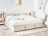 Ottoman Bed BOUSSE Velvet Light Beige 180 x 200 cm (EU Super King)