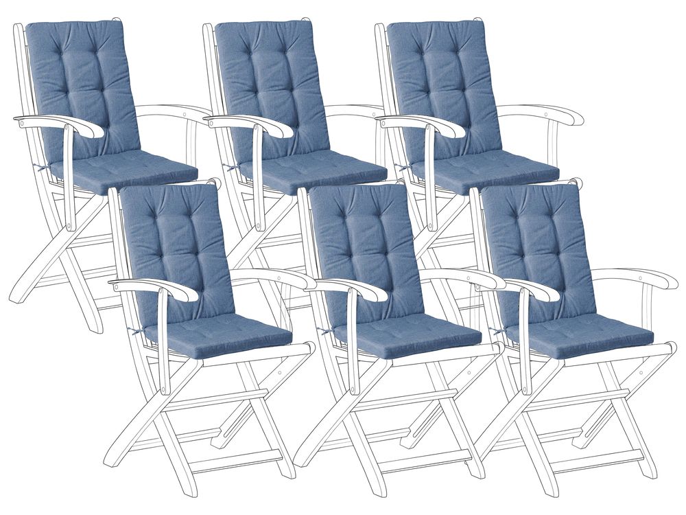 Set di 6 cuscini schienale/seduta JAVA/AMANTEA PREMIUM 50 x 71 cm Blu