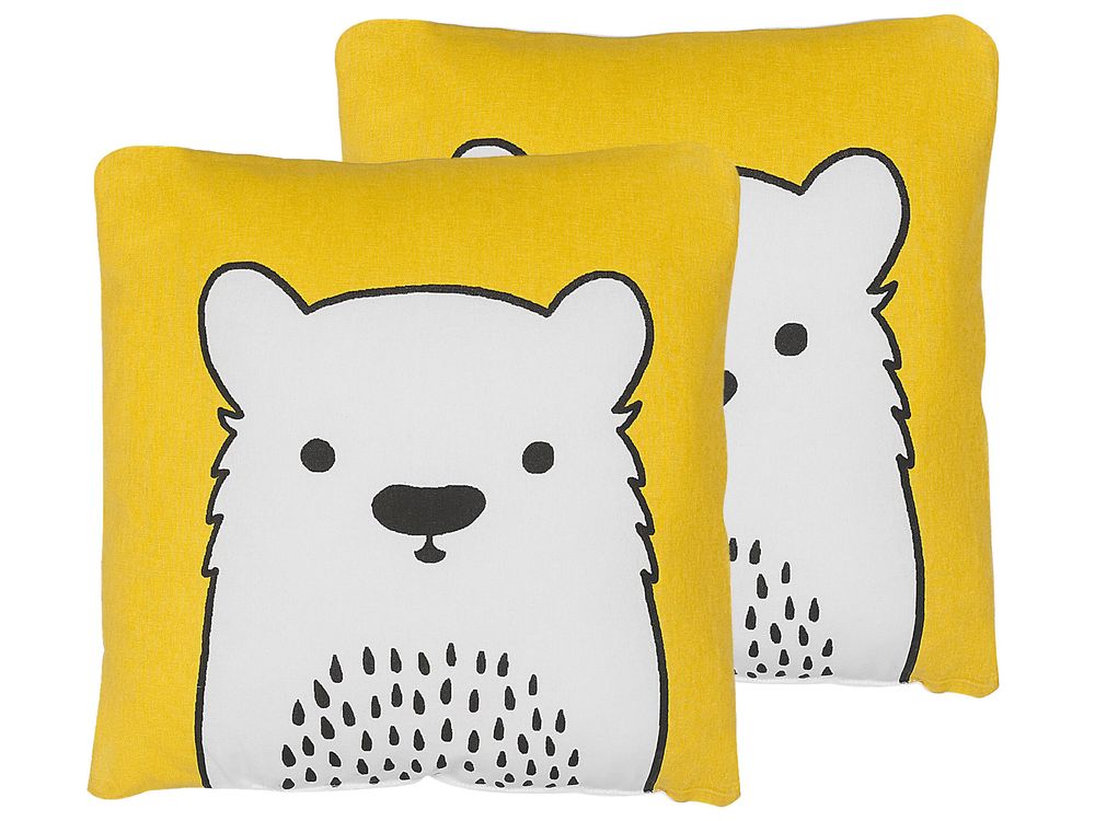 Set of 2 Decorative Cushions WARANASI 45 x 45 cm Cotton Yellow