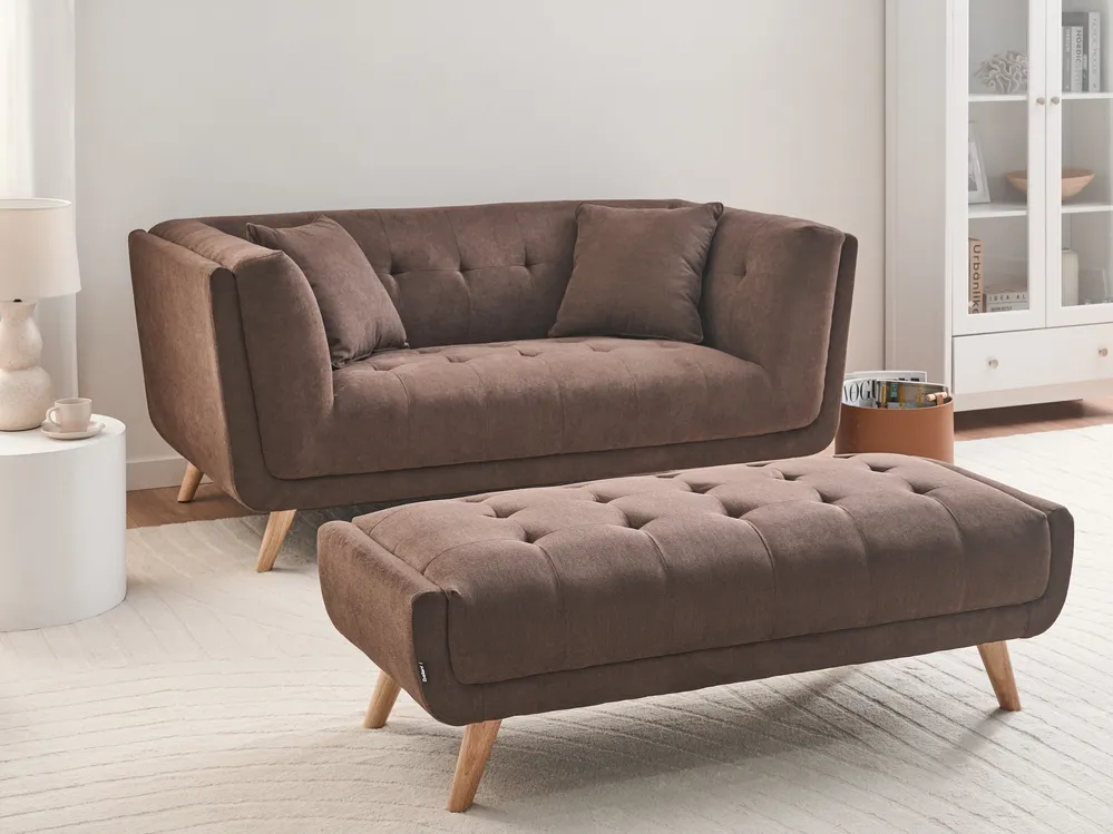 Sofa dla 2 osób HABO z otomaną Ciemnobrązowy