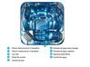Bañera de hidromasaje LED de acrílico azul/madera clara/plateado/negro 210 x 210 cm TULAROSA_820188