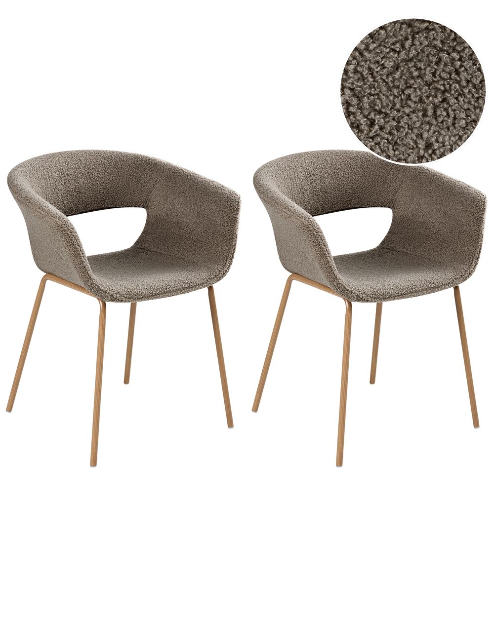Set of 2 Dining Chairs ELMA Boucle Taupe