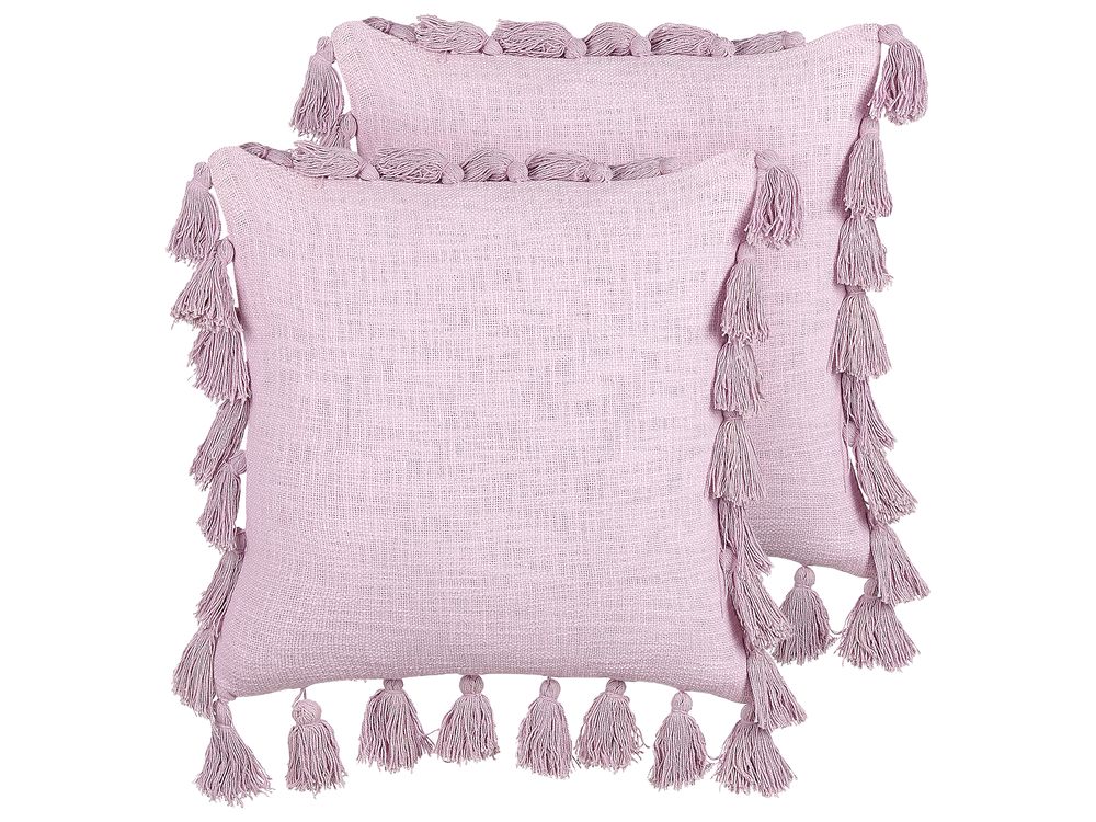 Set van 2 sierkussens LYNCHIS Katoen 45 x 45 cm Roze