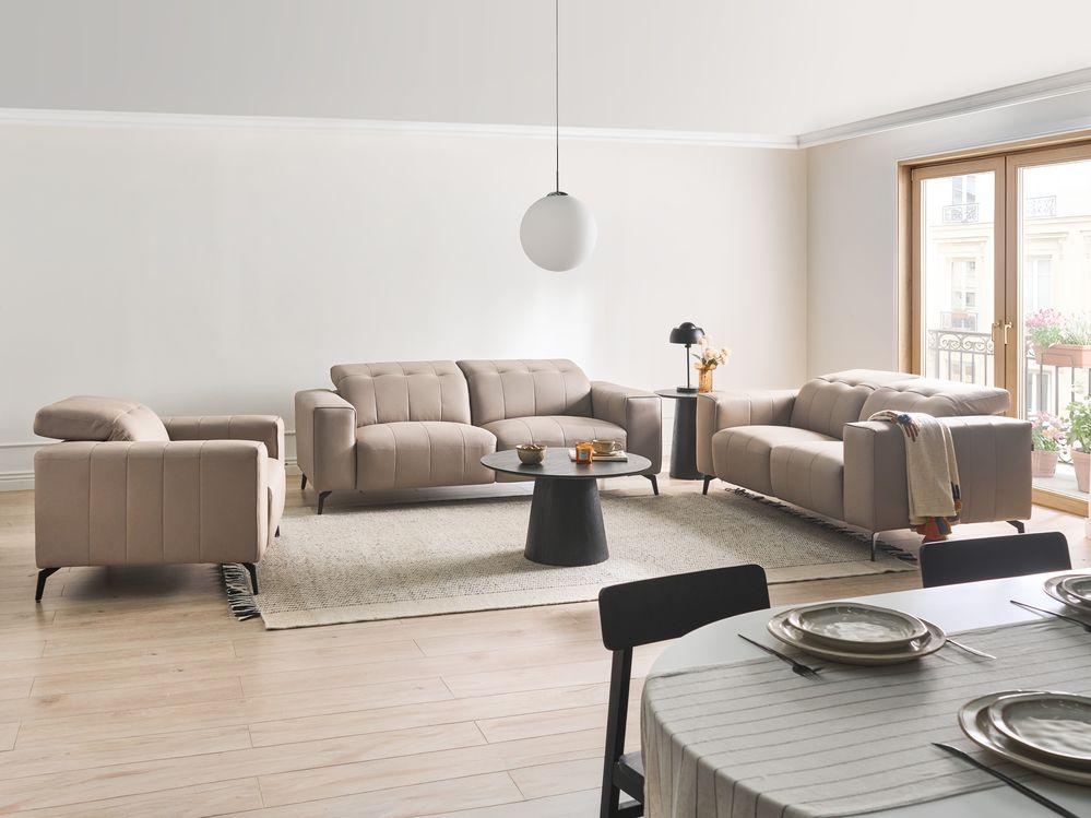 Living Room Set 6 Seater OMMEL Fabric Taupe
