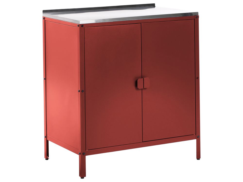 Outdoor Kitchen Cabinet VILAMA Red Metal