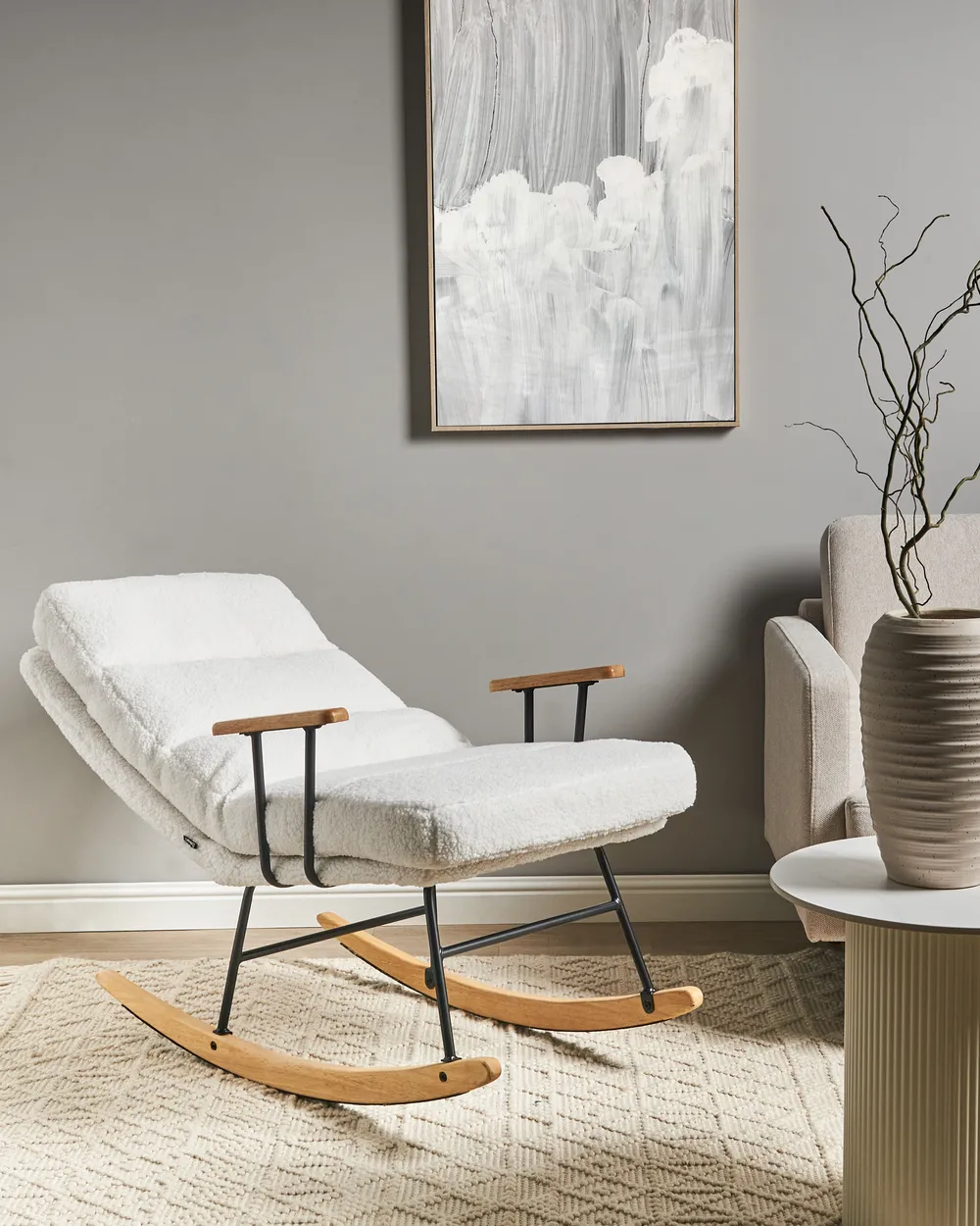 Rocking Chair ESKELIN Reclining Boucle Off-White_974731