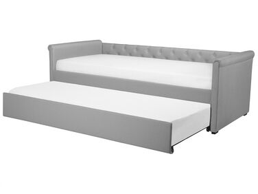 Fabric EU Single Trundle Bed Light Grey LIBOURNE