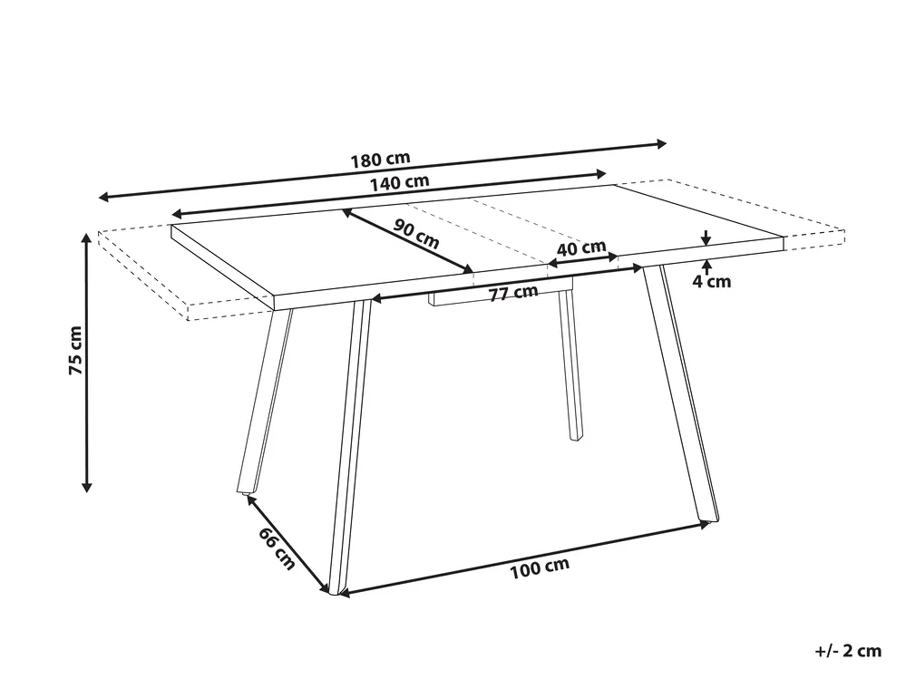 Extending Dining Table HARLOW Brown 140/180 cm 90 cm_1005845