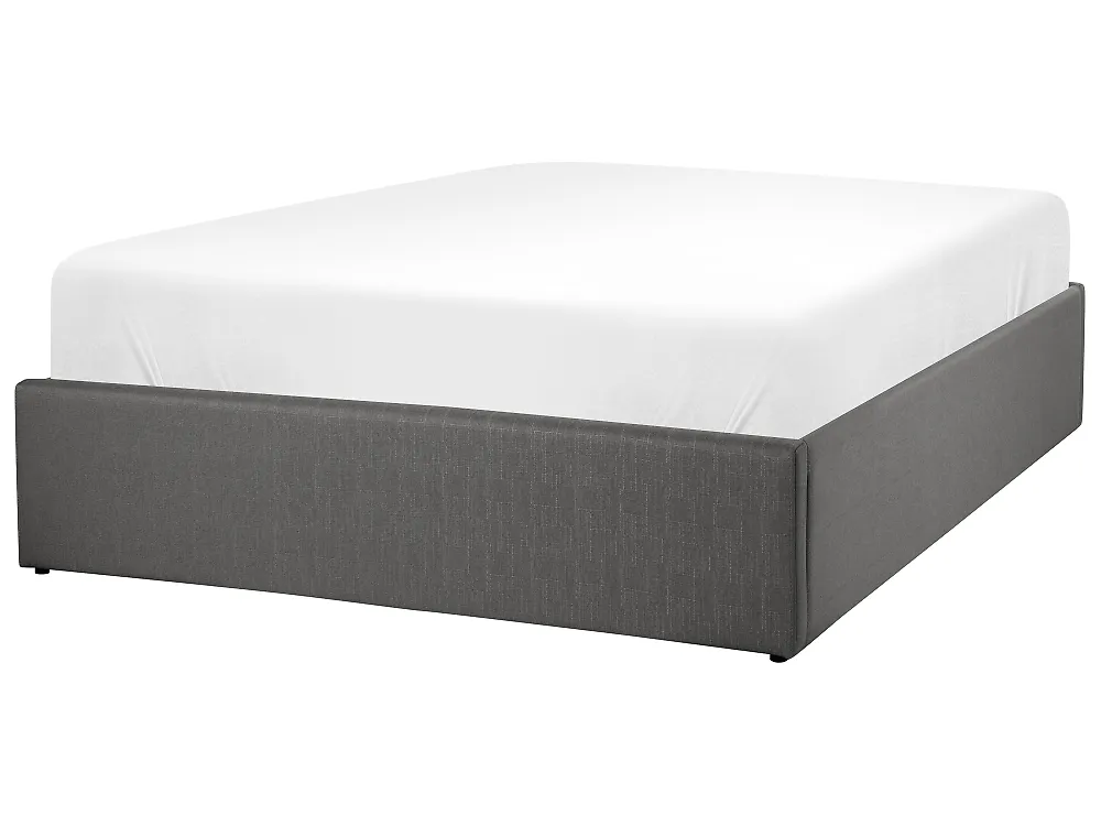 Bett mit Stauraum ohne Kopfteil DINAN Stoff Dunkelgrau 120 x 200 cm_1187446