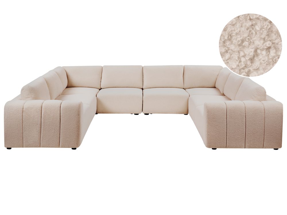 U-formet modulsofa 8 personers KIVVIK Boucle Beige