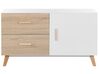 Aparador com 2 gavetas e 1 porta branco e cor de madeira clara FILI_802867