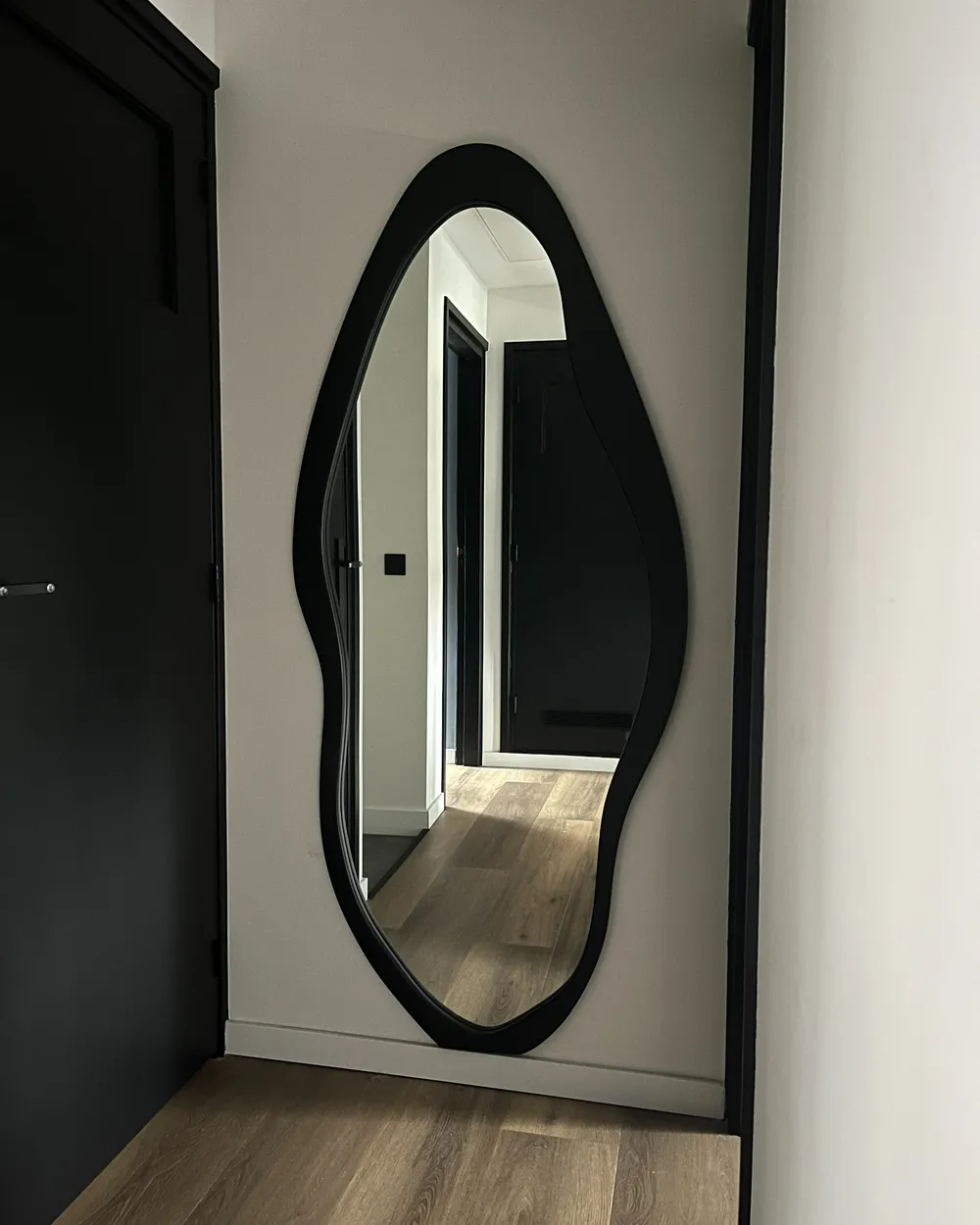 Specchio da parete DKD Home Decor Specchio Cristallo Nero Finestre