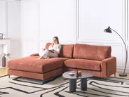 Corner Sofa 3 Seater MALOY Fabric Light Red Right Hand_950248