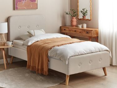 Fabric EU Single Size Bed Beige RENNES