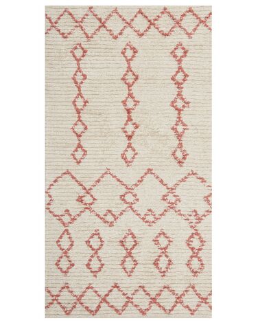 Cotton Area Rug 80 x 150 cm Beige and Pink BUXAR