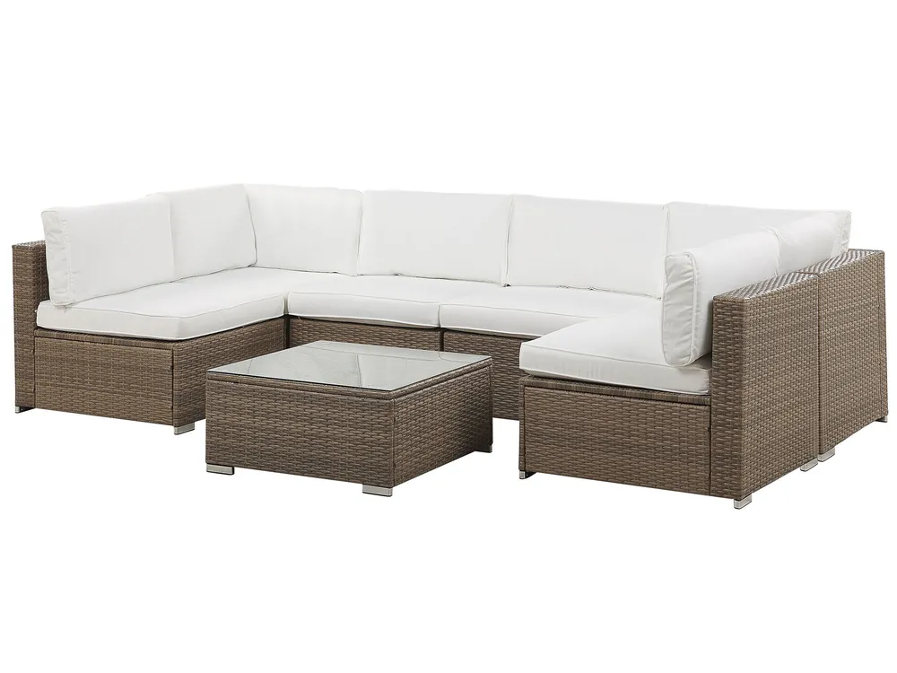 Salotto da Esterno Divano Angolare Mobili da Giardino Set da Giardino 6 pz con Cuscini in Polyrattan Marrone Per portici, cortili, terrazzi, balconi, bordo piscina Salotto da Esterno Divano Angolare Mobili da Giardino Set da Giardino 6 pz con Cuscini in Polyrattan Marrone Per portici, cortili, terrazzi, balconi, bordo piscina