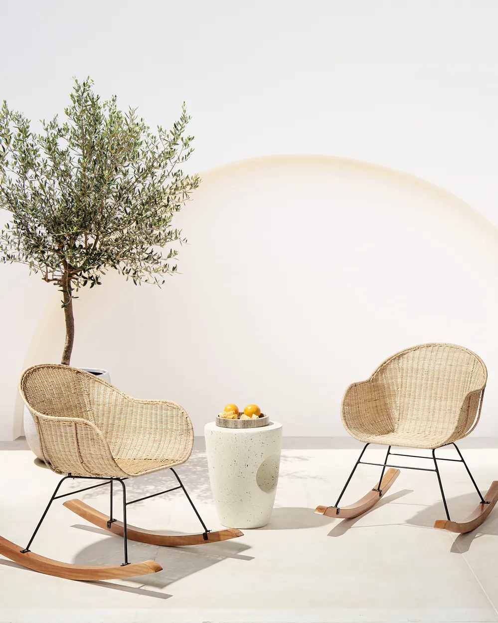 Set of 2 Rocking Chairs LAVINIO Rattan Natural_935861