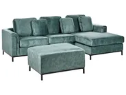 Corner Sofa 5 Seater OSLO with Ottoman Velvet Teal Left Hand_964651