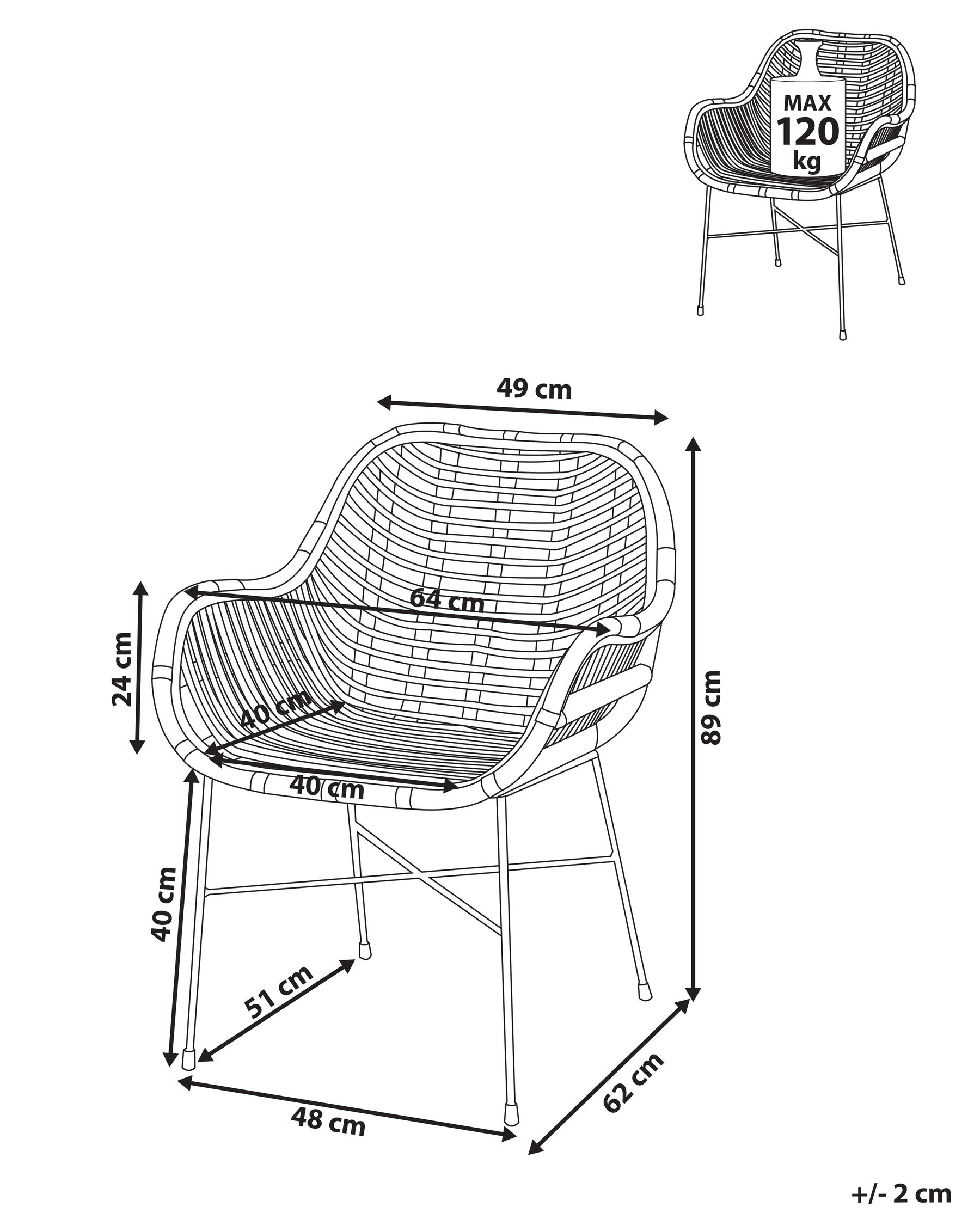 Dining Chair CANORA Rattan Black_736612