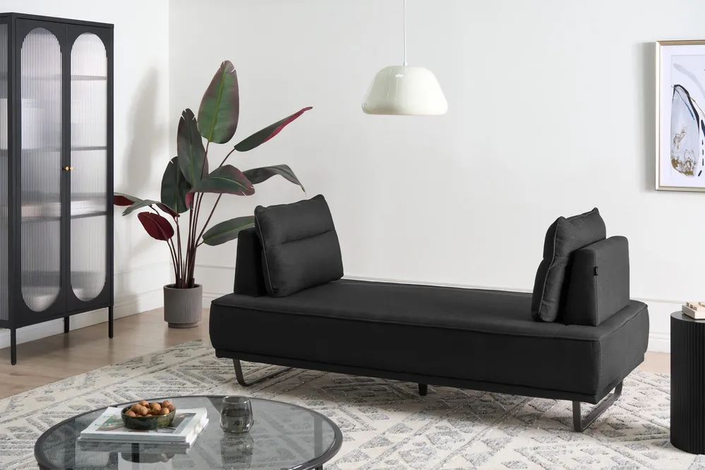 Sofa 3 Seater FAXEN Fabric Black_1025161