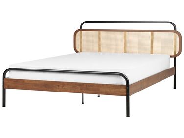 Cama de casal em madeira escura 180 x 200 cm BOUSSICOURT