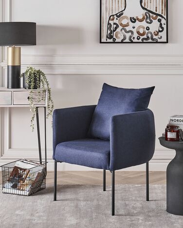 Faux Linen Armchair Dark Blue MALMOS 