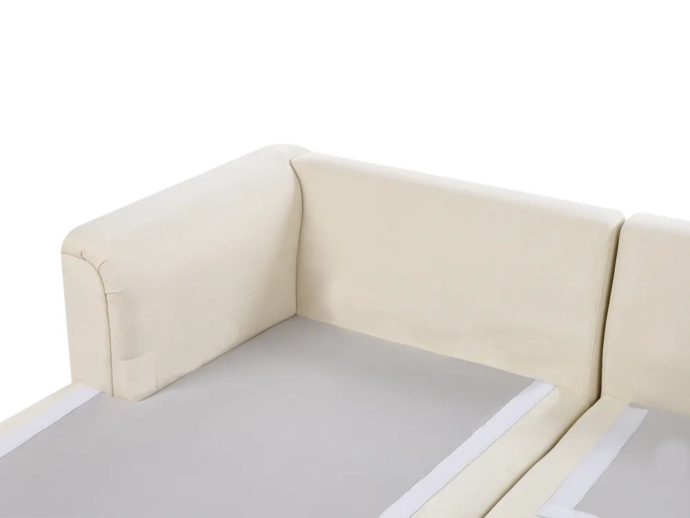 Corner Sofa 4 Seater KOHLO with Ottoman Fabric Light Beige Right Hand_945050