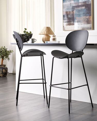 Set of 2 Bar Chairs Black SHONTO