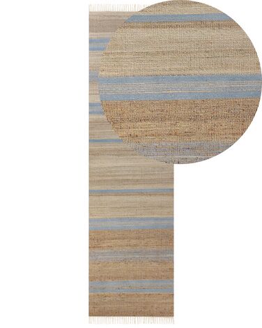 Jutový koberec 80 x 300 cm béžová/modrá TALPUR