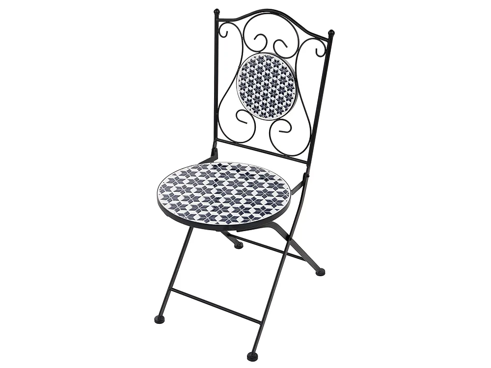 Set mobilier de grădină SIROLO Metal Alb/Albastru_1155682