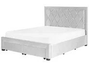 Bett mit Schubladen LIEVIN Samtstoff Hellgrau 160 x 200 cm_858070