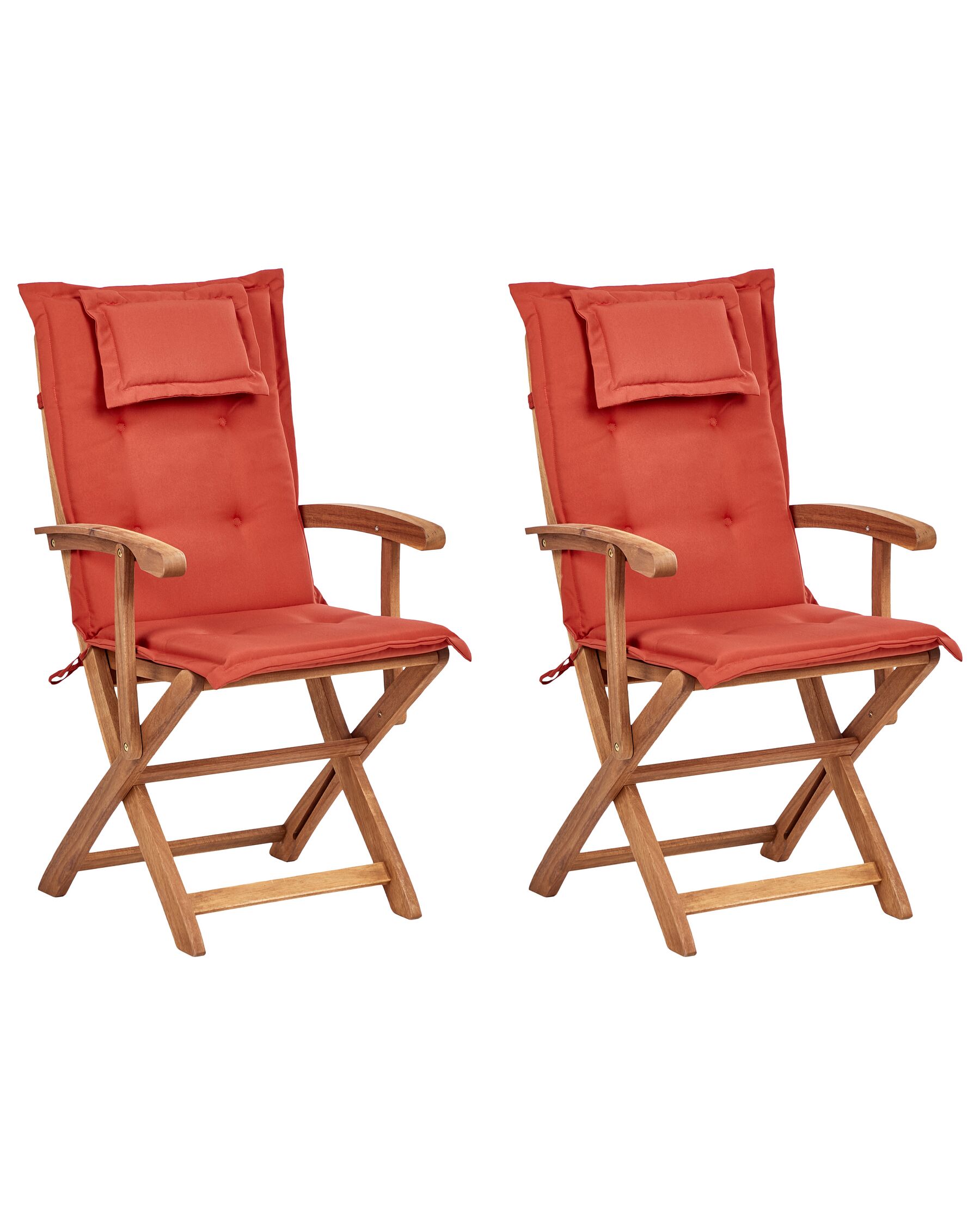 Set of 2 Garden Dining Chairs with Red Cushions MAUI II_926455