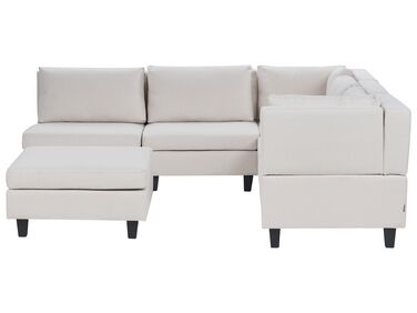 5 Seater Left Hand Modular Fabric Corner Sofa with Ottomane Light Beige UNSTAD